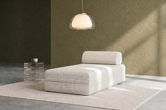 Méridienne convertible et modulable - Velours côtelé XL Blanc