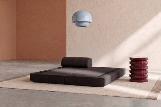 Méridienne convertible et modulable - Velours côtelé Marron