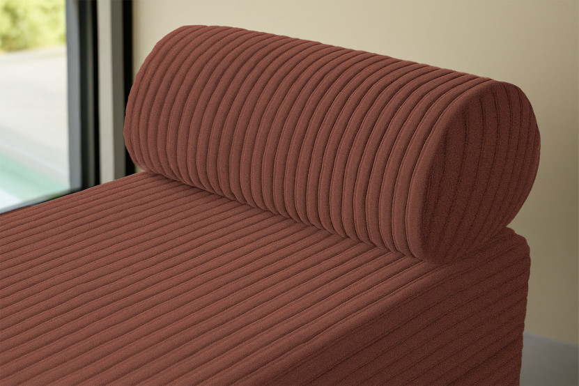 Méridienne convertible et modulable - Velours côtelé XL - Terracotta