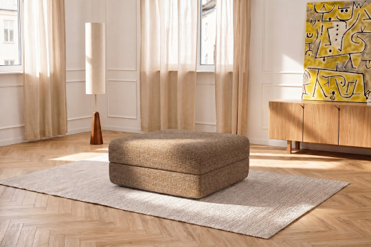 Pouf convertible et modulable - Tissu tweed Marron