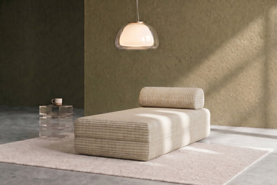 Méridienne convertible et modulable - Velours côtelé XL Beige