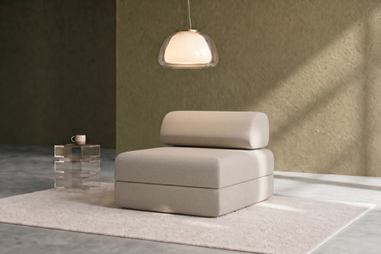 Fauteuil convertible et modulable - Tissu lisse Beige