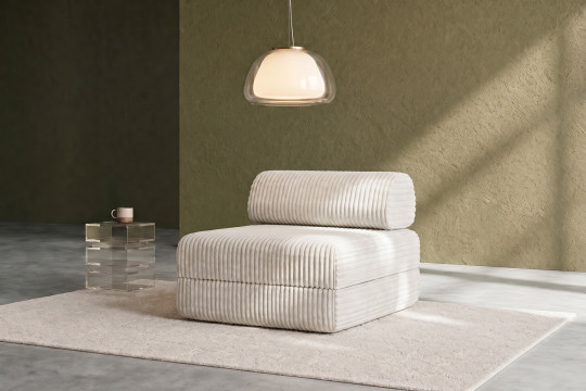 Fauteuil convertible et modulable - Velours côtelé XL Blanc