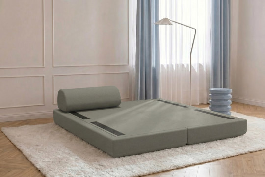 Méridienne convertible et modulable - Tissu lisse Taupe
