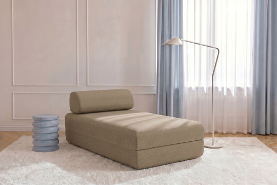 Méridienne convertible et modulable - Tissu lisse Marron