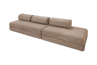 Canapé droit convertible 5 places - Tissu tweed - Marron