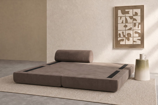 Méridienne convertible et modulable - Velours côtelé Taupe