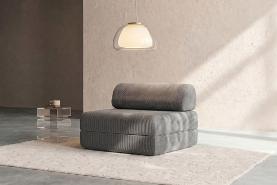 Fauteuil convertible et modulable - Velours côtelé Gris