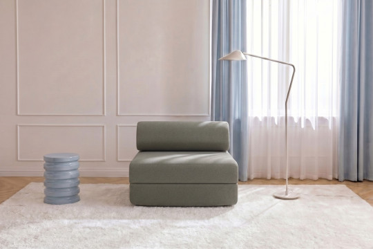 Fauteuil convertible et modulable - Tissu lisse Taupe