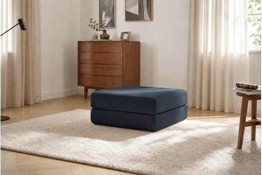 Pouf convertible et modulable - Velours côtelé Bleu