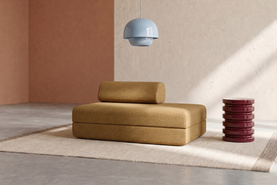Canapé 2 places convertible et modulable - Tissu tweed Jaune