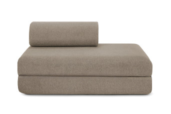Canapé droit convertible et modulable 2 places - Tissu lisse - Taupe