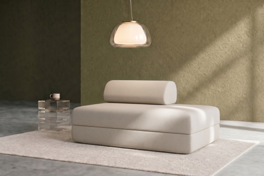 Canapé 2 places convertible et modulable - Tissu lisse Beige