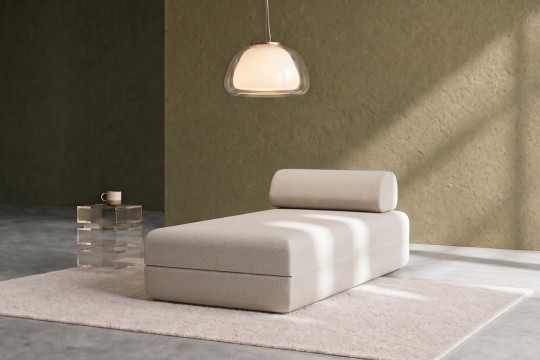 Méridienne convertible et modulable - Tissu lisse Beige