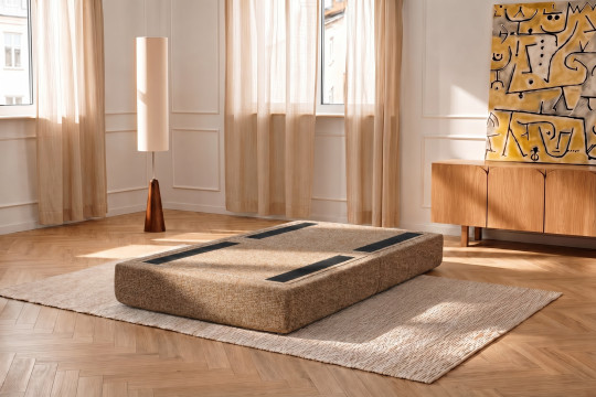 Pouf convertible et modulable - Tissu tweed Marron