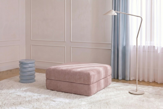 Pouf convertible et modulable - Velours côtelé Rose pâle