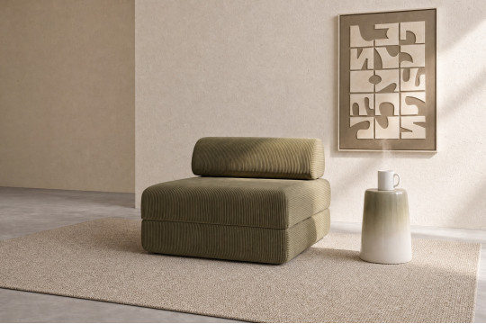 Fauteuil convertible et modulable - Velours côtelé Vert