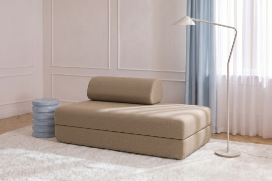 Canapé 2 places convertible et modulable - Tissu lisse Marron