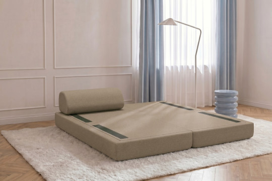 Méridienne convertible et modulable - Tissu lisse Marron