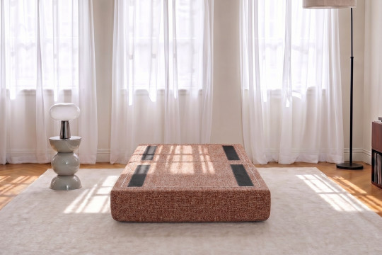 Pouf convertible et modulable - Tissu tweed Rouge