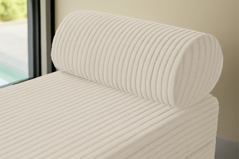 Méridienne convertible et modulable - Velours côtelé XL - Blanc