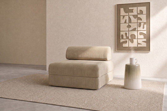 Fauteuil convertible et modulable - Velours côtelé Beige
