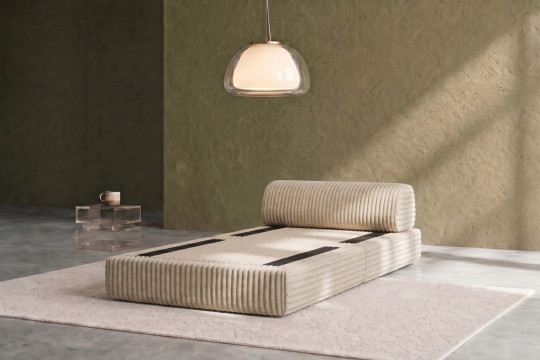 Fauteuil convertible et modulable - Velours côtelé XL Beige