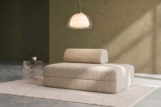 Canapé 2 places convertible et modulable - Velours côtelé XL Beige
