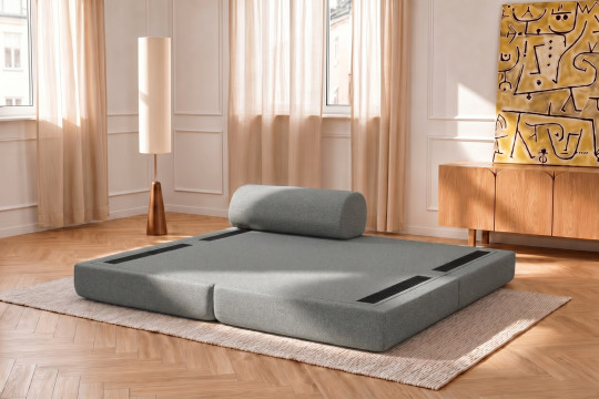 Méridienne convertible et modulable - Tissu lisse Gris