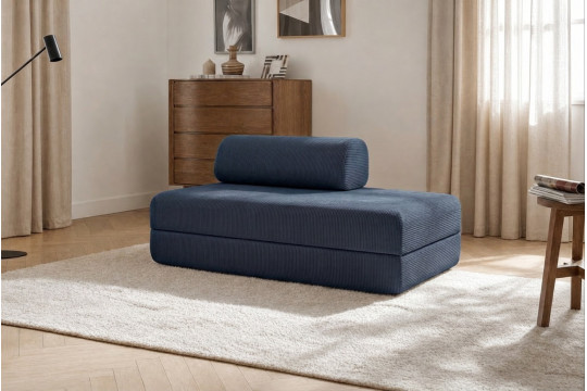 Canapé 2 places convertible et modulable - Velours côtelé Bleu