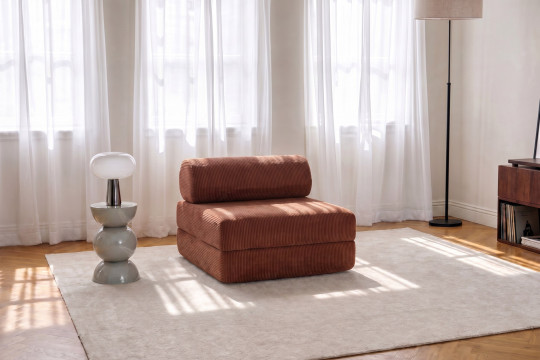Fauteuil convertible et modulable - Velours côtelé Terracotta