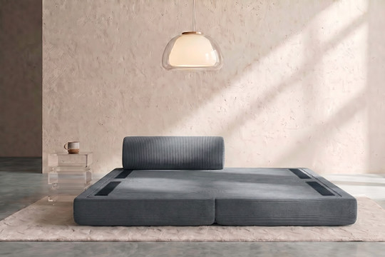 Méridienne convertible et modulable - Velours côtelé Gris
