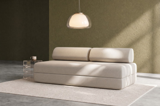 Canapé 3 places convertible et modulable - Tissu lisse Beige