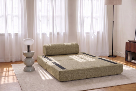 Canapé 2 places convertible et modulable - Tissu tweed Vert