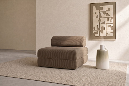 Fauteuil convertible et modulable - Velours côtelé Taupe