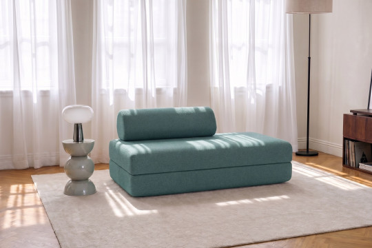 Canapé 2 places convertible et modulable - Tissu lisse Vert