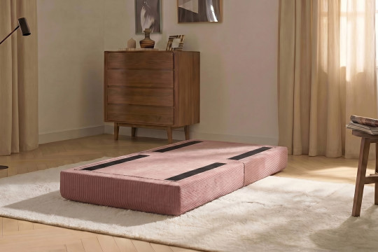 Pouf convertible et modulable - Velours côtelé Rose