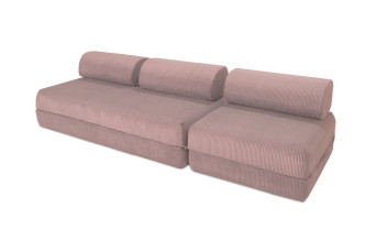 Canapé droit convertible 4 places - Velours côtelé - Rose pâle