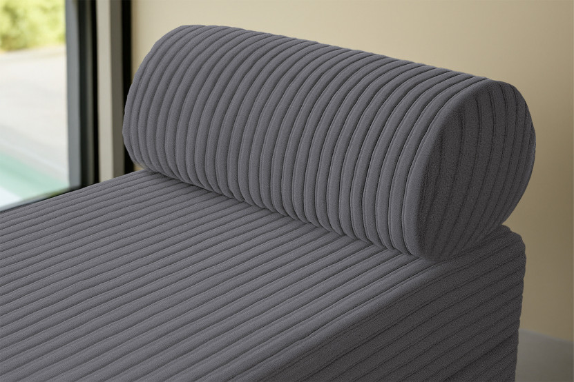 Méridienne convertible et modulable - Velours côtelé XL - Gris