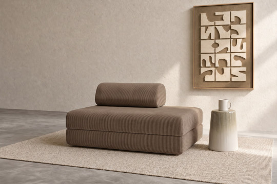 Canapé 2 places convertible et modulable - Velours côtelé Taupe