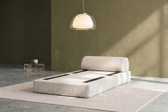 Fauteuil convertible et modulable - Velours côtelé XL Blanc