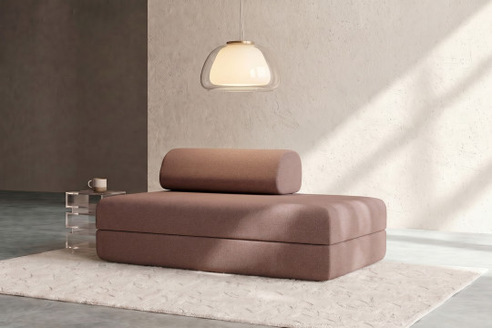 Canapé 2 places convertible et modulable - Tissu lisse Terracotta