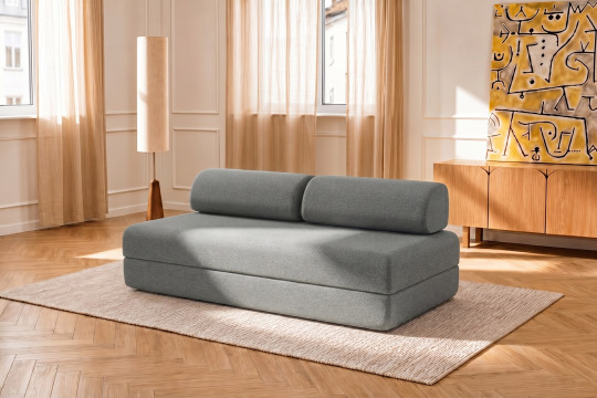 Canapé 3 places convertible et modulable - Tissu lisse Gris