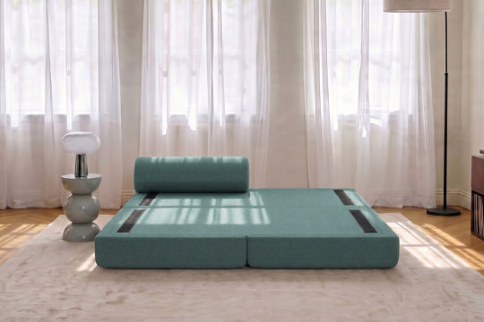 Méridienne convertible et modulable - Tissu lisse Vert