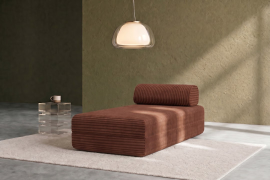 Méridienne convertible et modulable - Velours côtelé XL Terracotta