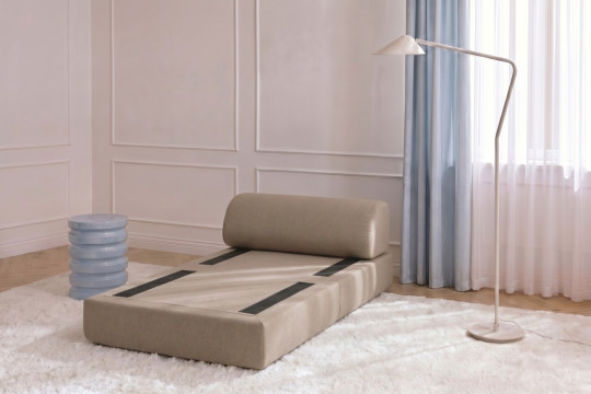 Fauteuil convertible et modulable - Tissu lisse Marron