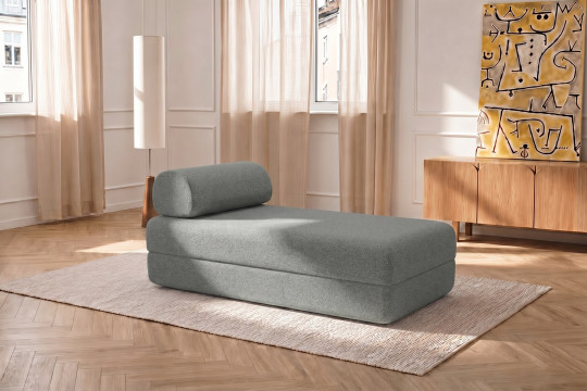 Méridienne convertible et modulable - Tissu lisse Gris