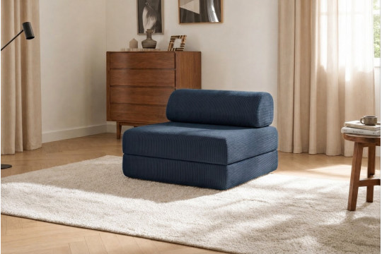 Fauteuil convertible et modulable - Velours côtelé Bleu