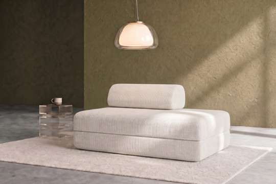 Canapé 2 places convertible et modulable - Velours côtelé Blanc