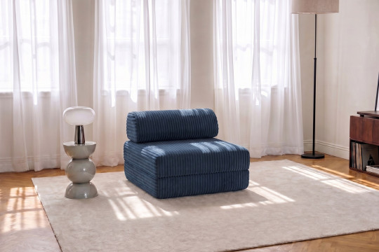 Fauteuil convertible et modulable - Velours côtelé XL Bleu